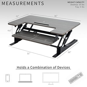 VIVO Height Adjustable Stand Up Desk Converter, V Series, Dual Monitor Riser Workstation, Gray/Black - DESK-V000VG