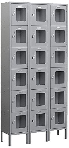 Salsbury Industries S-66362GY-U Six Tier Box Style 36-Inch Wide 6-Feet High 12-Inch Deep Unassembled See Through Metal Locker, Gray