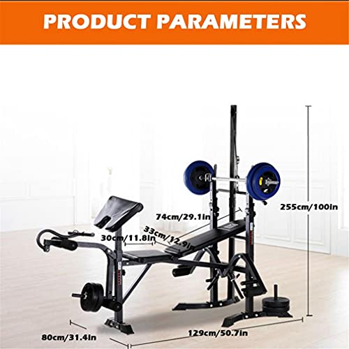 Qianglin All-in-1 Adjustable Weight Bench Set for Full Body Workout, Gift for Dad, Olympic Weight Strength Training Bench, Heavy Duty Weight-Lifting Bed Exercise Machine Fitness Equipment