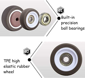 IkiCk Small Swivel Furniture Caster Wheels 1.25 Inch Rubber Wheels - Load 60Kg