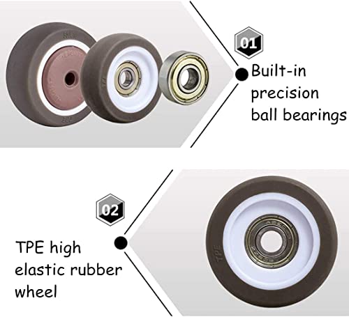 IkiCk Small Swivel Furniture Caster Wheels 1.25 Inch Rubber Wheels - Load 60Kg