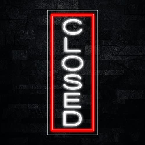 LED Flex Neon Closed Sign for Business Displays | Electronic Light Up Sign for Retail Businesses | 13"W x 32"H x 1"D