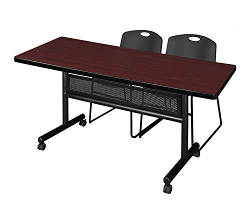 Regency Flip Top Mobile Training Table Set 72 Mahogany/Black by Regency
