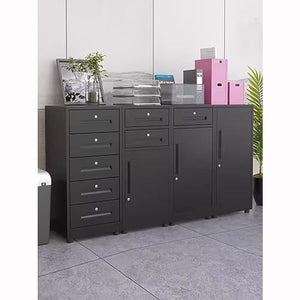 GZHERVICES Vertical File Cabinet with Lock, Office Storage Chest - Black-B, 40x39x85cm