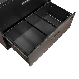 CuisinSmart Steel 2 Drawer Lateral File Cabinet with Lock, Rolling Metal File Cabinets - Black