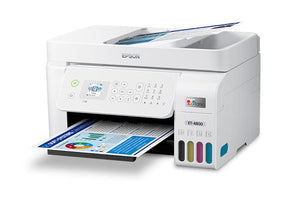 Epson EcoTank ET-4800 Wireless All-in-One Supertank Color Inkjet Printer for Home Office, White - Print Copy Scan Fax - Voice Activated, 30-Sheet ADF, Ethernet - XPI Printer Cable Bundle
