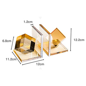 FXJ Amber Crystal Bookends Pair Organizer Bookshelf Decor Decorative Bedroom Library Office School Supplies Stationery Gift Home Office Supplies Versatility Organizer (Color : Natural)
