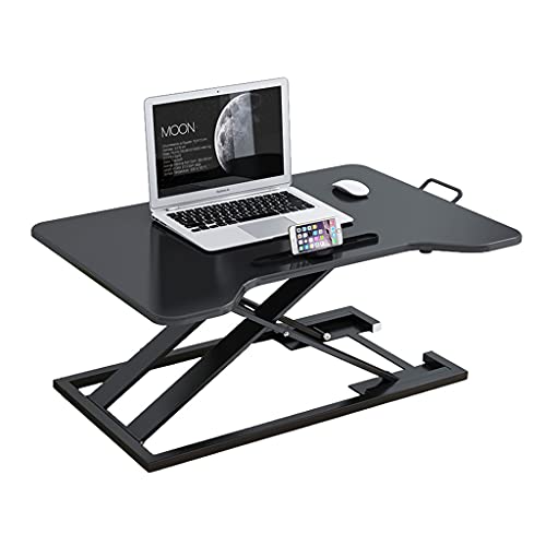 Height Adjustable Standing Up Desk Converter 31.4inch Sit Stand Riser Home Office Desk Workstation with Gas Spring Lift (Color : Black)