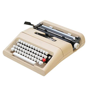 IAKAEUI White Manual Old-Fashioned Typewriter with Black Red Ribbon - 35 X 35 X 12 cm