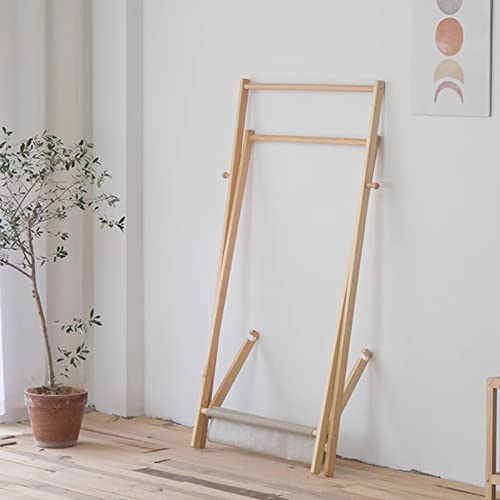 BinOxy Free Standing Wood Coat Rack Double Rod Hanging Clothes Rack - Heavy Duty (Size: L)