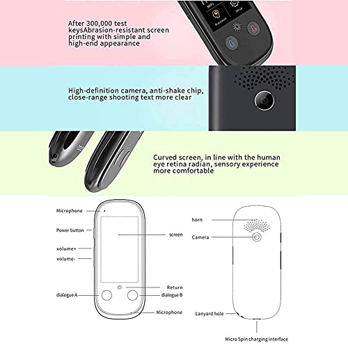 UsmAsk Smart Instant Language Translator Device, Portable 2-Way Translations, 75 Languages, 3.0Inch Touch Screen, Black