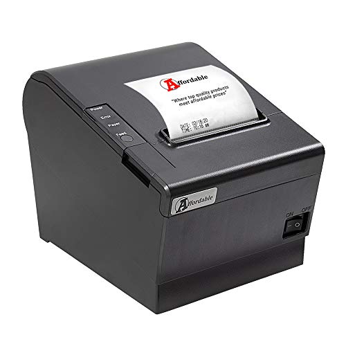 Desktop Thermal Receipt Printer – 80mm Paper Premium Thermal Printer – with Auto Cutter – Glossy Style Black Color – 250mm/s Printing Speed – Plug and Play Easy Installation