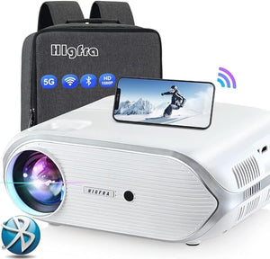 Higfra 1080P Projector with 5G WiFi, Bluetooth, and 4K Support