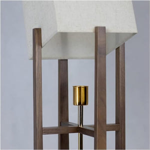 AOKLEY Floor Lamp Japanese Solid Wood Standing Lamp with Fabric Lampshade