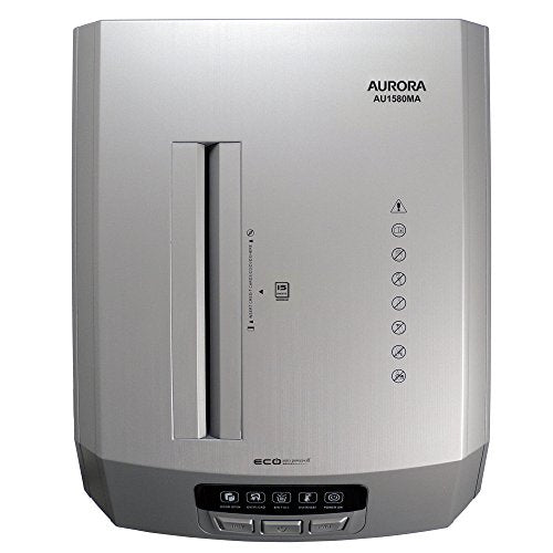 Aurora AU1580MA Professional Grade High Security 15-Sheet Micro-Cut Paper/CD and Credit Card Shredder, 60 Minutes Continuous Run time