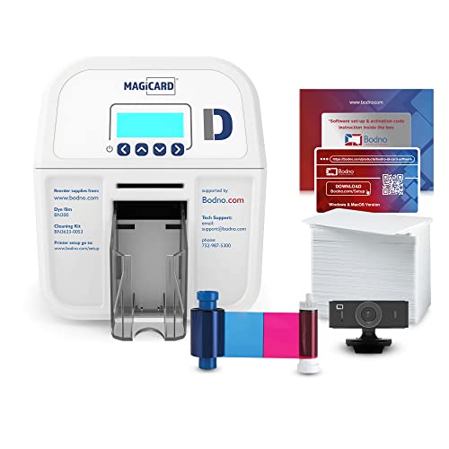 Bodno Magicard D Dual Sided ID Card Printer & Supplies Package - Silver Edition