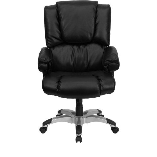 Flash Furniture High Back Black Leather OverStuffed Executive Swivel Chair with Fully Upholstered Arms