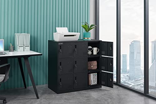 MAYROY 9 Door Locker Metal Storage Cabinet with Lock - Full Black