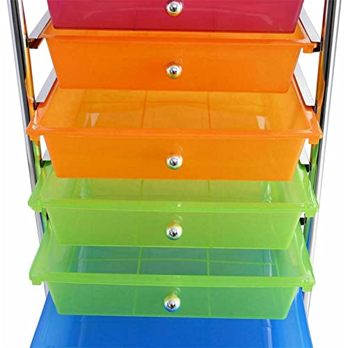 Rainbow Drawer Rolling Storage Cart Scrapbook Paper Organizer (Silver)