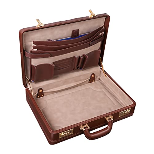 McKleinUSA V Series, Coughlin, Top Grain Cowhide Leather, Leather 4.5" Expandable Attaché Briefcase, Brown (80464), 18 L x 4 5 W x 13 H