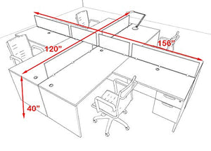 UTM Modern Acrylic Divider Office Workstation Desk Set - 4 Person, OF-CPN-FP41