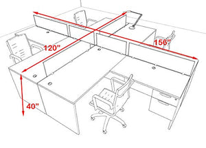 UTM Furniture Modern Acoustic Divider Office Workstation Desk Set - 4 Person, OF-CPN-FPRA41