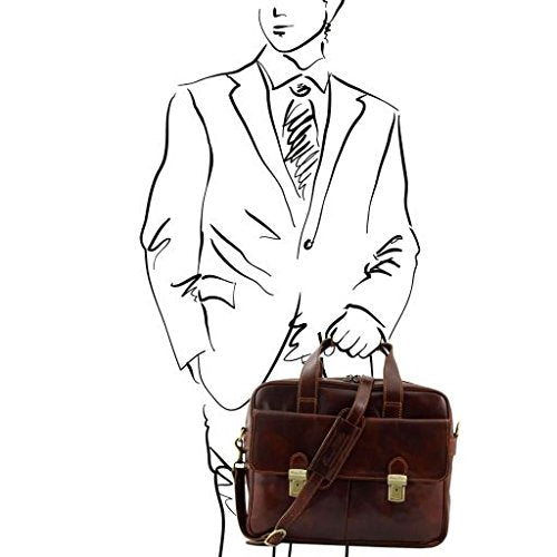 Tuscany Leather Reggio Emilia Exclusive leather laptop case Black