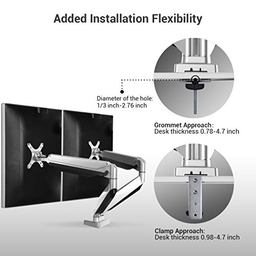 Loctek Dual Arms Desk Monitor Mounts Fits Most 10''-27'' Monitor (D7D)