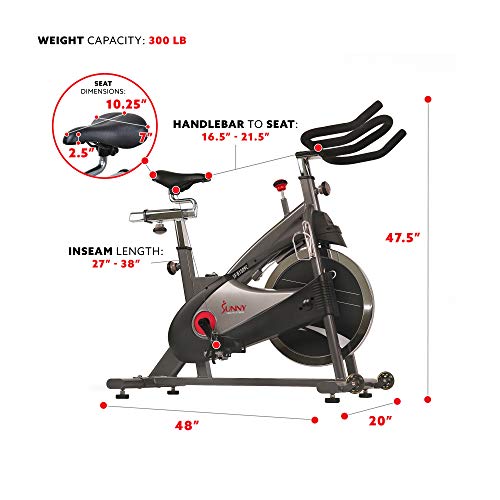 Sunny Health & Fitness SF-B1509C Chain Drive Premium Indoor Cycling Exercise Bike, Gray