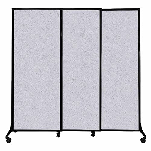 VERSARE QuickWall Sliding Portable Partition | 3 Panel Room Divider | Sound Absorbing | 7' Wide x 6'8" Tall | Marble Gray Panels