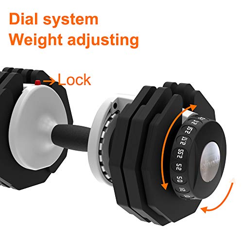 Ativafit Adjustable Dumbbell Fitness Dial Dumbbell with Handle and Weight Plate for Home Gym Note: Single (71.5 lbs) (55)