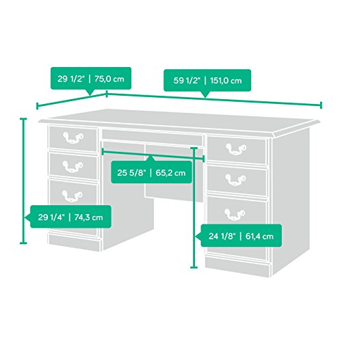 Sauder 109830 Heritage Hill Desk, L: 59.45" x W: 29.53" x H: 29.25", Classic Cherry finish