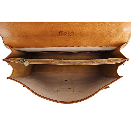 Floto Novella Leather Briefcase Attache Messenger Bag (Tobacco Brown)
