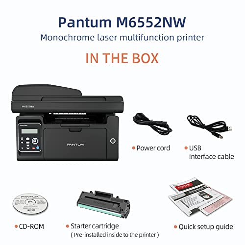 Pantum M6552NW Black and White Multifunctional Laser Printer, Scanner Copier All in One, with 1 Pack PB-211EV 1500 Pages Yield Toner Cartridge Highly Cost-Effective