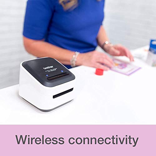 Brother VC-500W Versatile Compact Color Label and Photo Printer with Wireless Networking, White, 3.8" x 4.4" x 4.6" (VC500W)