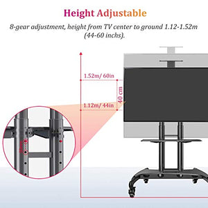 YokIma Universal Flat Screen TV Stand Cart - Heavy Duty Rolling TV Cart for 32-65 Inch Screens