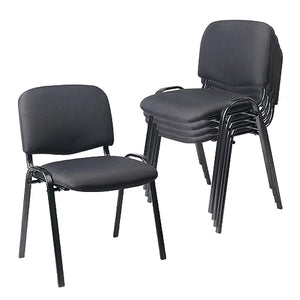 CLATINA Set of 5 Stackable Black Fabric Reception Chairs