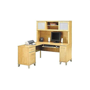 Bush Somerset 60" L-Shape Computer Desk with Hutch in Maple Cross