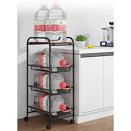 ZXCVASDF Rolling Storage Cart with Metal Drawers and Locking Wheels - 4 Shelves