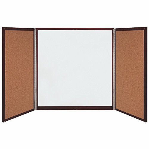 Ghent Conference Cabinet - Porcelain Magnetic Whiteboard w/Cork on Interior of Doors - Mahogany - Made in the USA