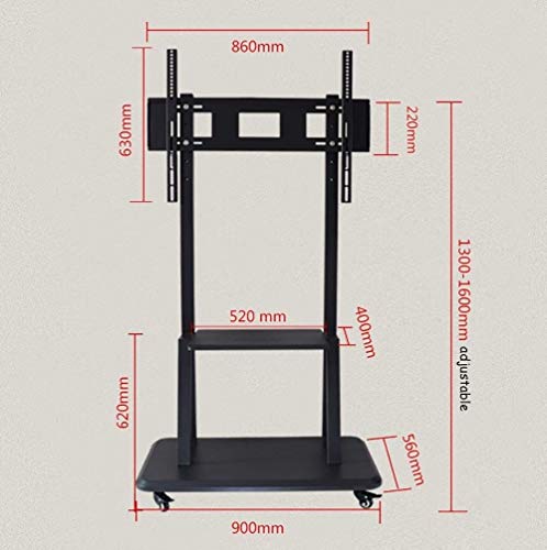 TV Rack Furniture Heavy Duty 100KG TV Cart Mobile Stand 60-100" LED LCD Plasma Flat Screen Adjustable Trolley Mount Wheels 2 Shelves Full Motion Black