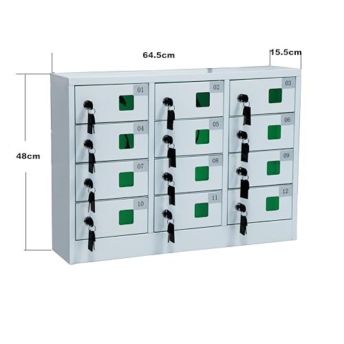 Bpatoimsx Cell Phone Charging Locker with Key Lock - White