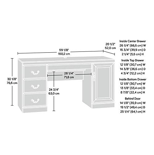 Sauder Heritage Hill Computer Credenza, Classic Cherry finish, L: 59.13" x W: 20.47" x H: 30.16"
