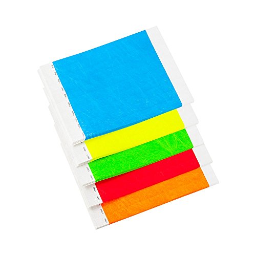 WristCo 3/4" Tyvek Wristbands Variety Pack | Lightweight |Durable | Waterproof | Great for Events and Screening | Green, Yellow, Red, Orange, Blue | 40,000 Paper Wristbands