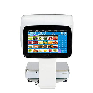 ZHONGJI Fruit Vegetable Supermarket Retail Store POS Solution System Touch Screen Cash Register Scale with Built-in Receipt Printer+POS Software+Scanner+Cash Drawer