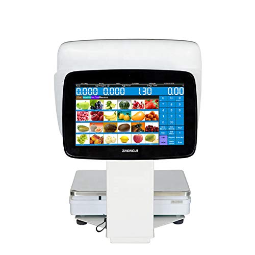 ZHONGJI Fruit Vegetable Supermarket Retail Store POS Solution System Touch Screen Cash Register Scale with Built-in Receipt Printer+POS Software+Scanner+Cash Drawer