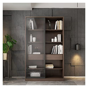 LCARS Floor-to-Ceiling Bookcase with Glass Sliding Doors - Medium Size