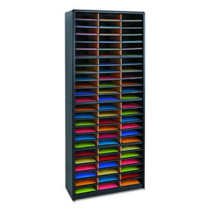 Safco Products Value Sorter Literature Organizer, 72 Compartment 7131BL, Black, Commercial-grade Steel Shell, Fiberboard Shelves, Value-priced