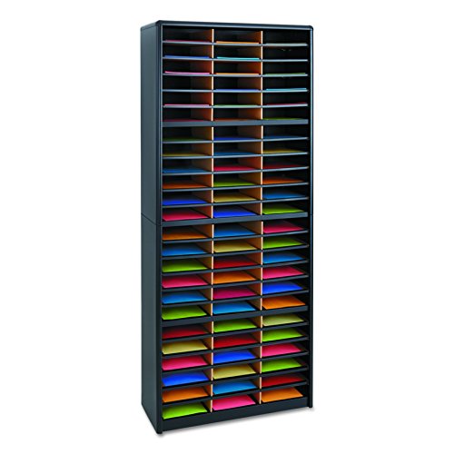 Safco Products Value Sorter Literature Organizer, 72 Compartment 7131BL, Black, Commercial-grade Steel Shell, Fiberboard Shelves, Value-priced
