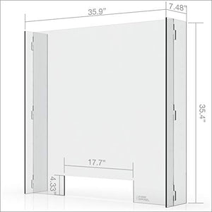 Sneeze Guard & Shield For Counters - Clear 1/4" Protective Plexiglass - 35.4" x 35.9"